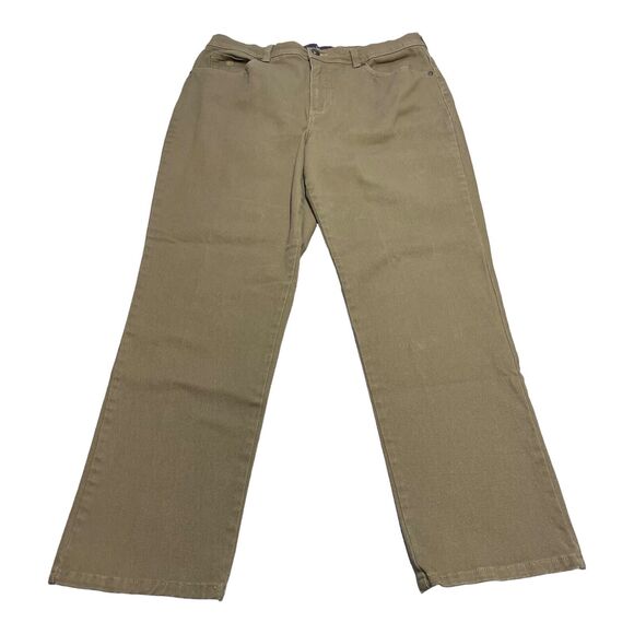 Gloria Vanderbilt Amanda Jeans Women's 14 Beige 5-Pockets High-Rise Straight Leg - Picture 1 of 8
